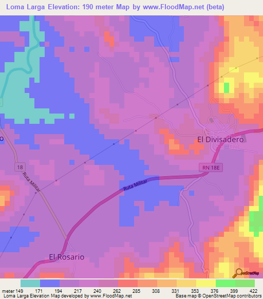 Loma Larga,El Salvador Elevation Map