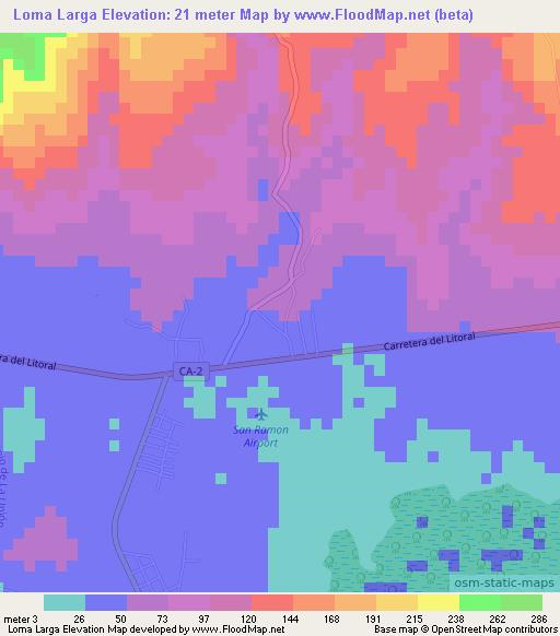 Loma Larga,El Salvador Elevation Map