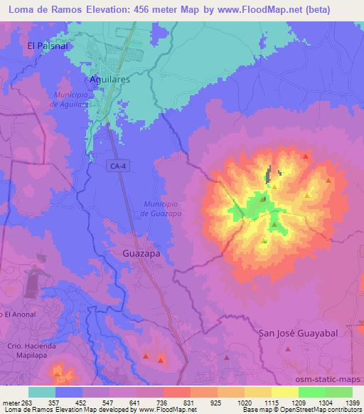 Loma de Ramos,El Salvador Elevation Map