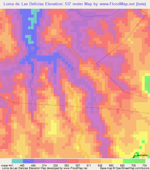 Loma de Las Delicias,El Salvador Elevation Map