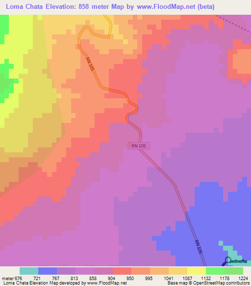 Loma Chata,El Salvador Elevation Map