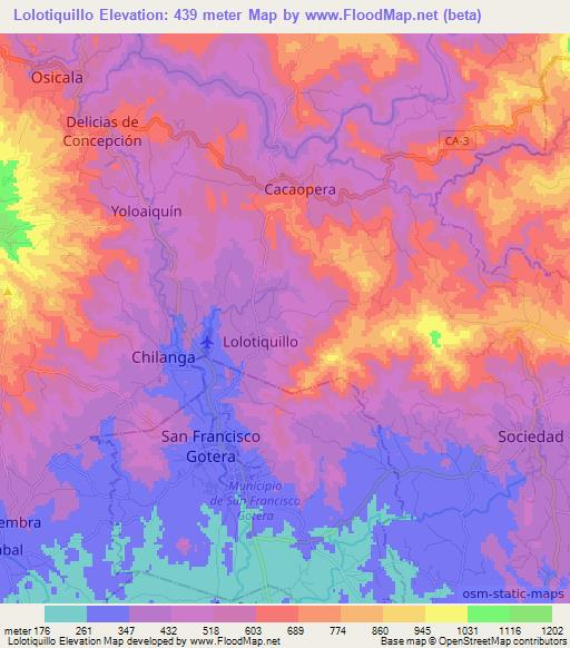 Lolotiquillo,El Salvador Elevation Map
