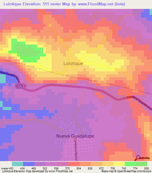 Lolotique,El Salvador Elevation Map