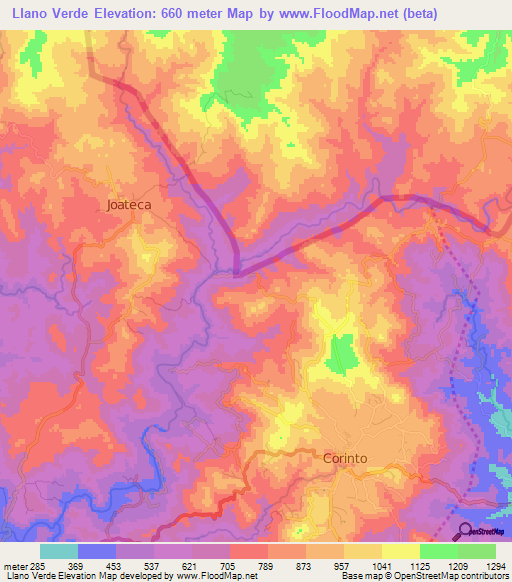 Llano Verde,El Salvador Elevation Map