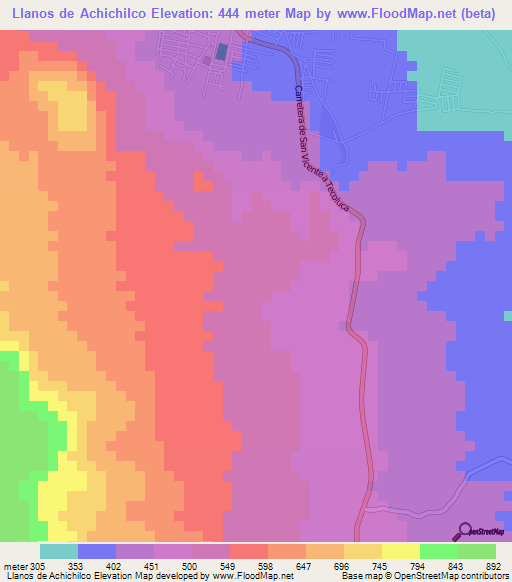 Llanos de Achichilco,El Salvador Elevation Map