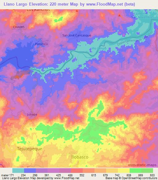Llano Largo,El Salvador Elevation Map