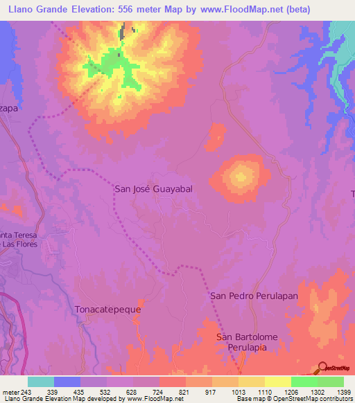 Llano Grande,El Salvador Elevation Map