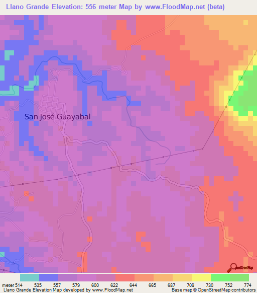 Llano Grande,El Salvador Elevation Map