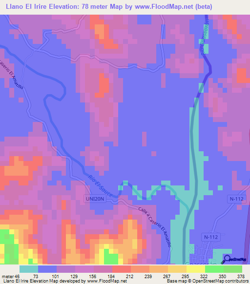 Llano El Irire,El Salvador Elevation Map