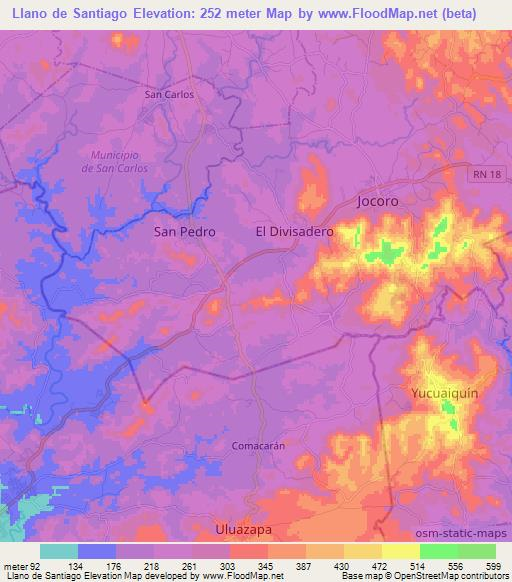 Llano de Santiago,El Salvador Elevation Map