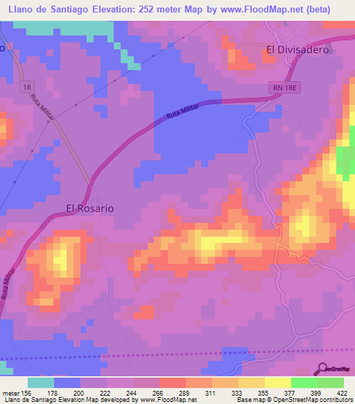 Llano de Santiago,El Salvador Elevation Map