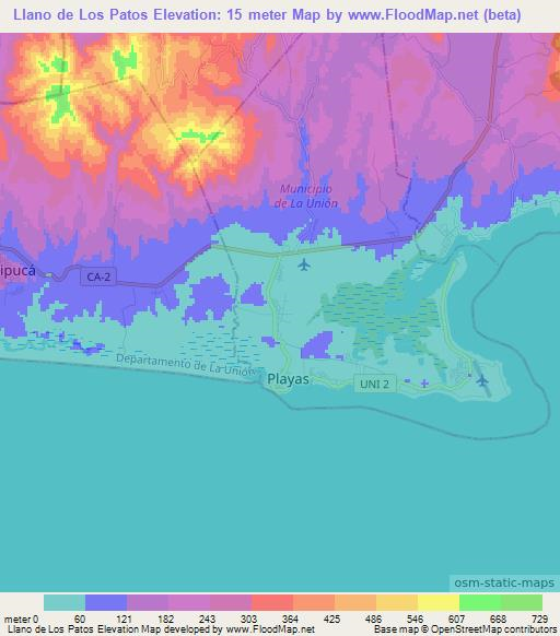 Llano de Los Patos,El Salvador Elevation Map