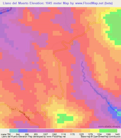 Llano del Muerto,El Salvador Elevation Map