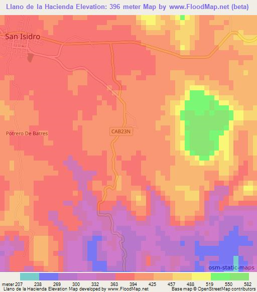 Llano de la Hacienda,El Salvador Elevation Map