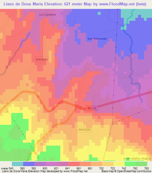 Llano de Dona Maria,El Salvador Elevation Map