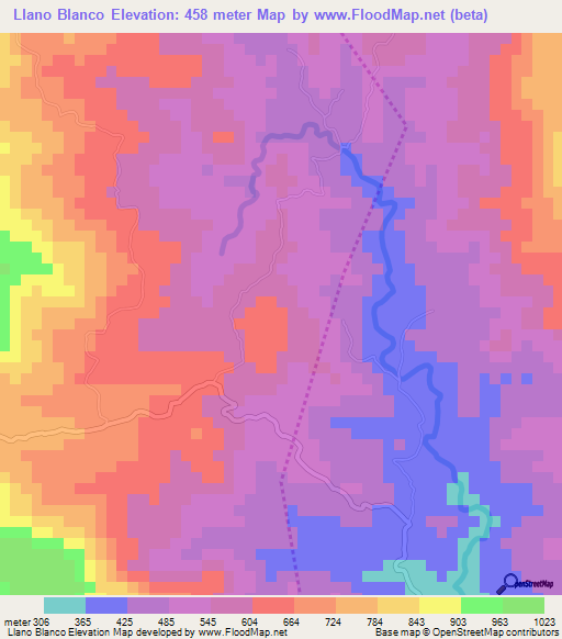 Llano Blanco,El Salvador Elevation Map
