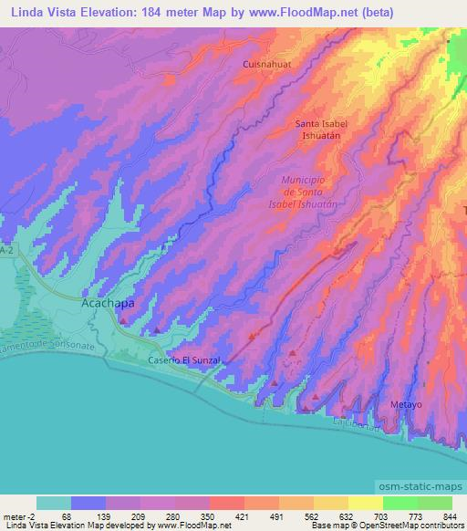 Linda Vista,El Salvador Elevation Map