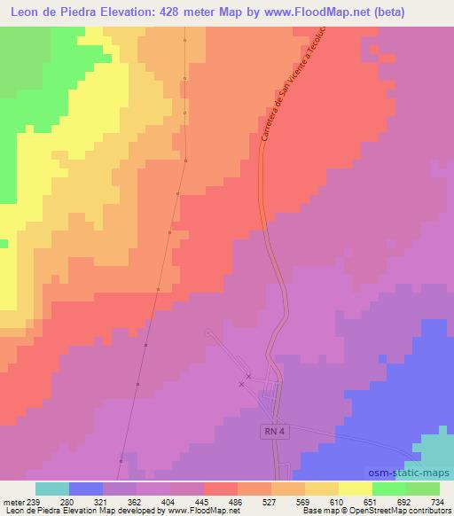 Leon de Piedra,El Salvador Elevation Map