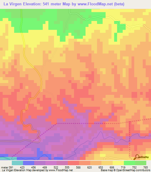 La Virgen,El Salvador Elevation Map