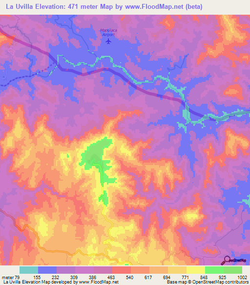 La Uvilla,El Salvador Elevation Map