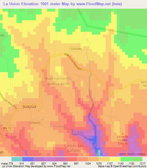 La Union,El Salvador Elevation Map