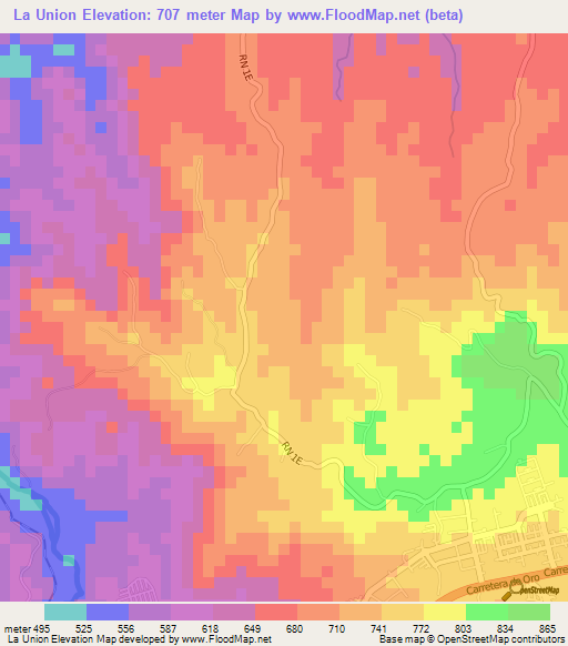 La Union,El Salvador Elevation Map