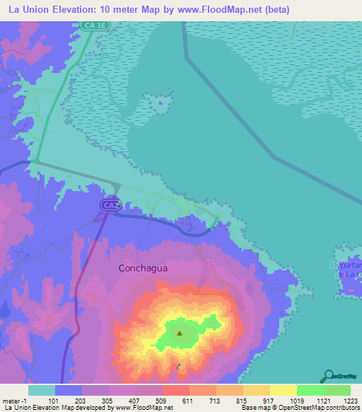 La Union,El Salvador Elevation Map