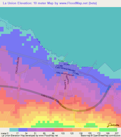 La Union,El Salvador Elevation Map