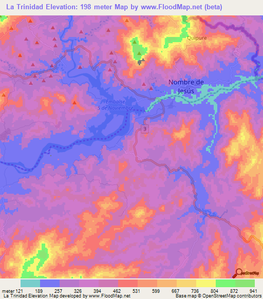 La Trinidad,El Salvador Elevation Map
