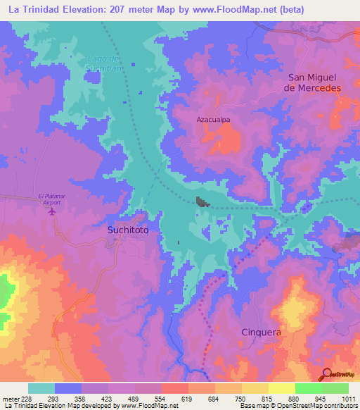 La Trinidad,El Salvador Elevation Map