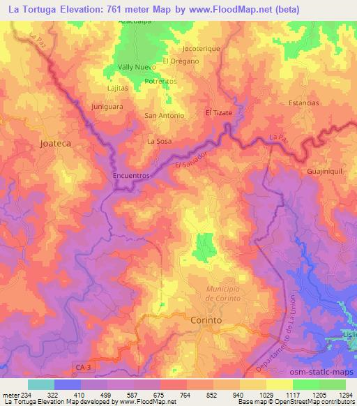 La Tortuga,El Salvador Elevation Map