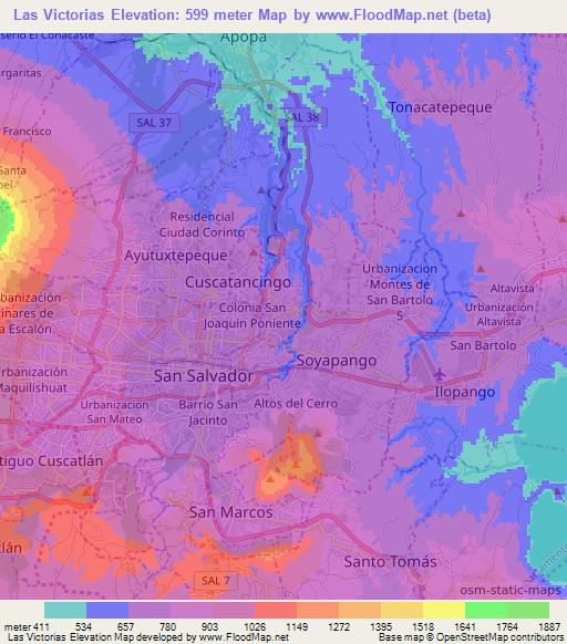 Las Victorias,El Salvador Elevation Map