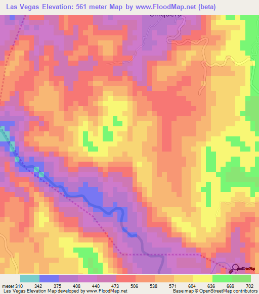 Las Vegas,El Salvador Elevation Map