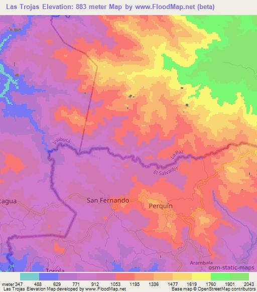 Las Trojas,El Salvador Elevation Map