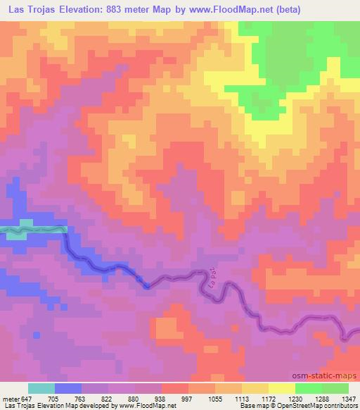 Las Trojas,El Salvador Elevation Map