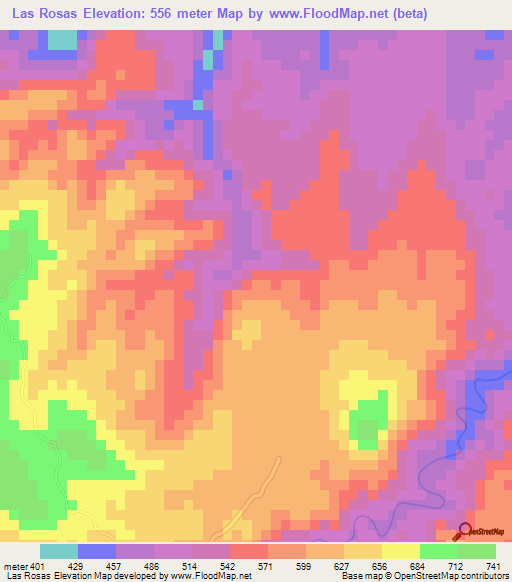 Las Rosas,El Salvador Elevation Map