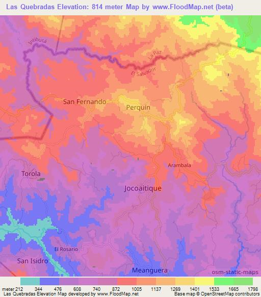 Las Quebradas,El Salvador Elevation Map