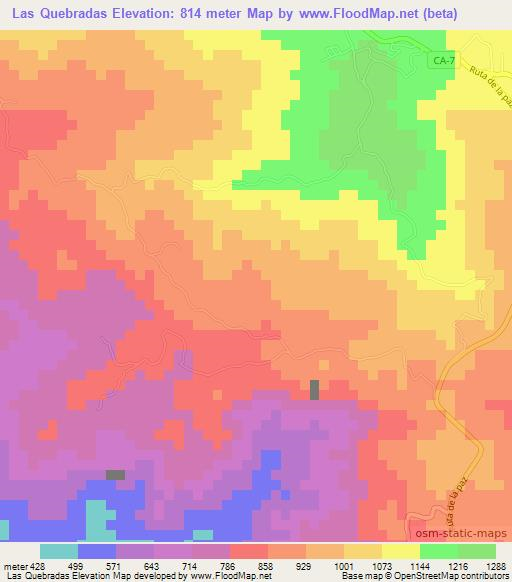 Las Quebradas,El Salvador Elevation Map