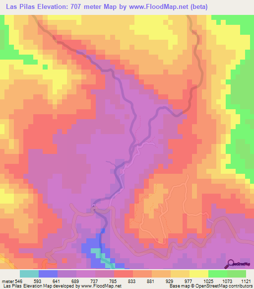 Las Pilas,El Salvador Elevation Map
