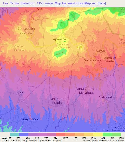 Las Penas,El Salvador Elevation Map