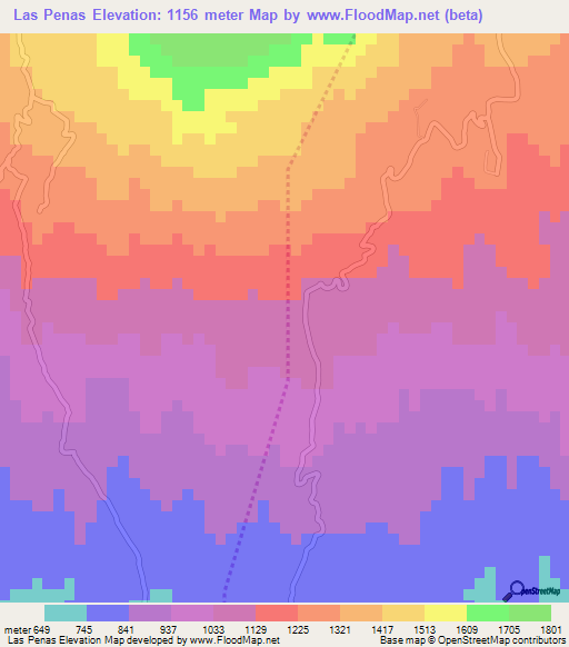 Las Penas,El Salvador Elevation Map