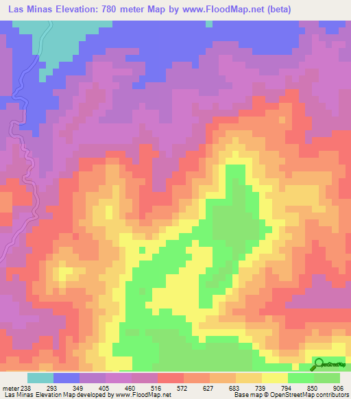 Las Minas,El Salvador Elevation Map