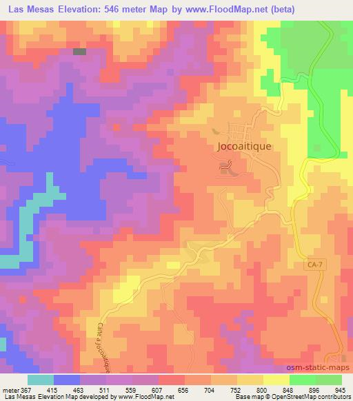 Las Mesas,El Salvador Elevation Map