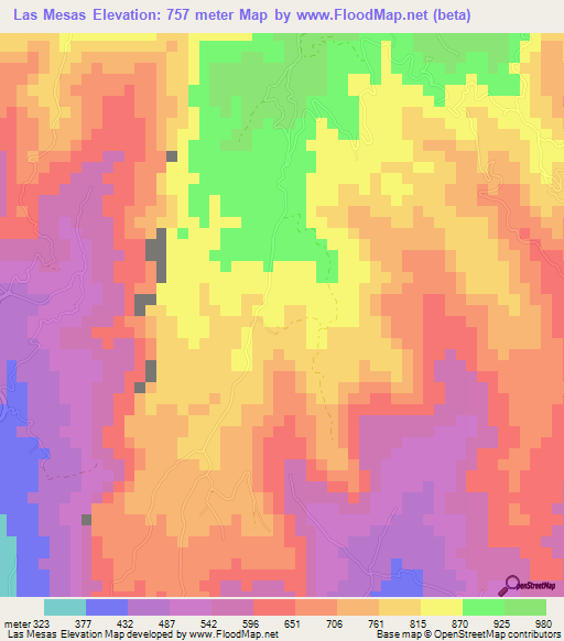 Las Mesas,El Salvador Elevation Map