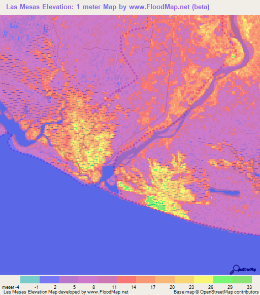 Las Mesas,El Salvador Elevation Map