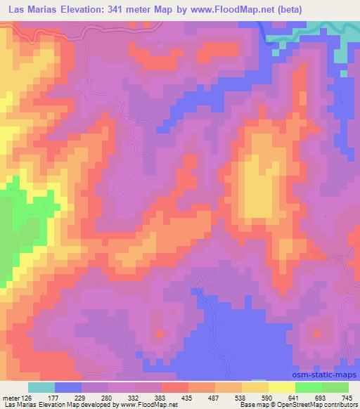 Las Marias,El Salvador Elevation Map