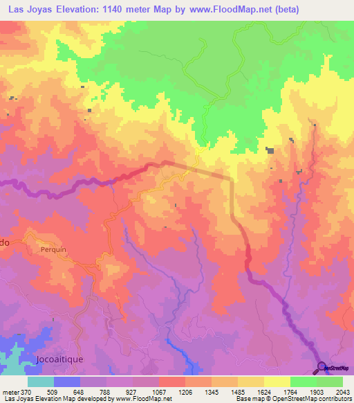 Las Joyas,El Salvador Elevation Map