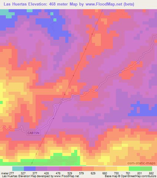 Las Huertas,El Salvador Elevation Map