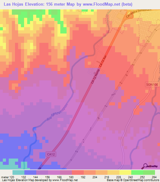 Las Hojas,El Salvador Elevation Map