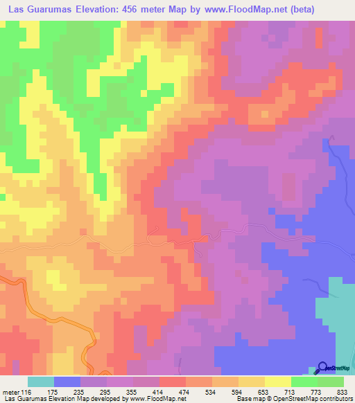 Las Guarumas,El Salvador Elevation Map